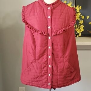 I.N.‎ STUDIO VEST,  lightweight quilted. Red size 1X cool weather 2 pockets.